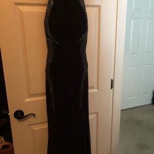 Gorgeous floor length navy dress with crystals size 4